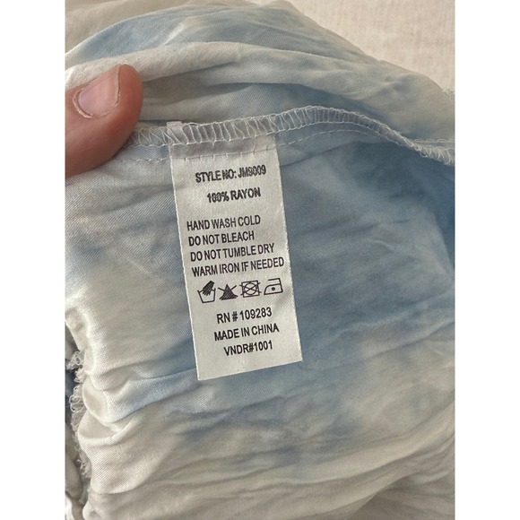 Surf Gypsy Blue White Tie Dye Skull Print Smocked Mini Dress Medium - Picture 8 of 10